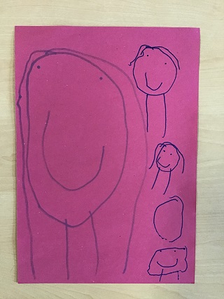 Kacie's drawing of Catherine and her three children.